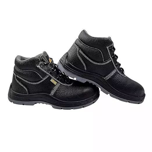 JAMA Steel Toe Safety Shoes High Ankle PU Sole Black Leather Size UK 12, JB120