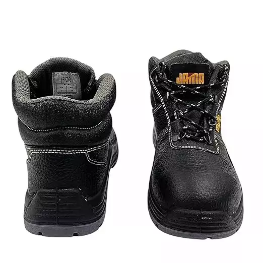 JAMA Steel Toe Safety Shoes High Ankle PU Sole Black Leather Size UK 12, JB120