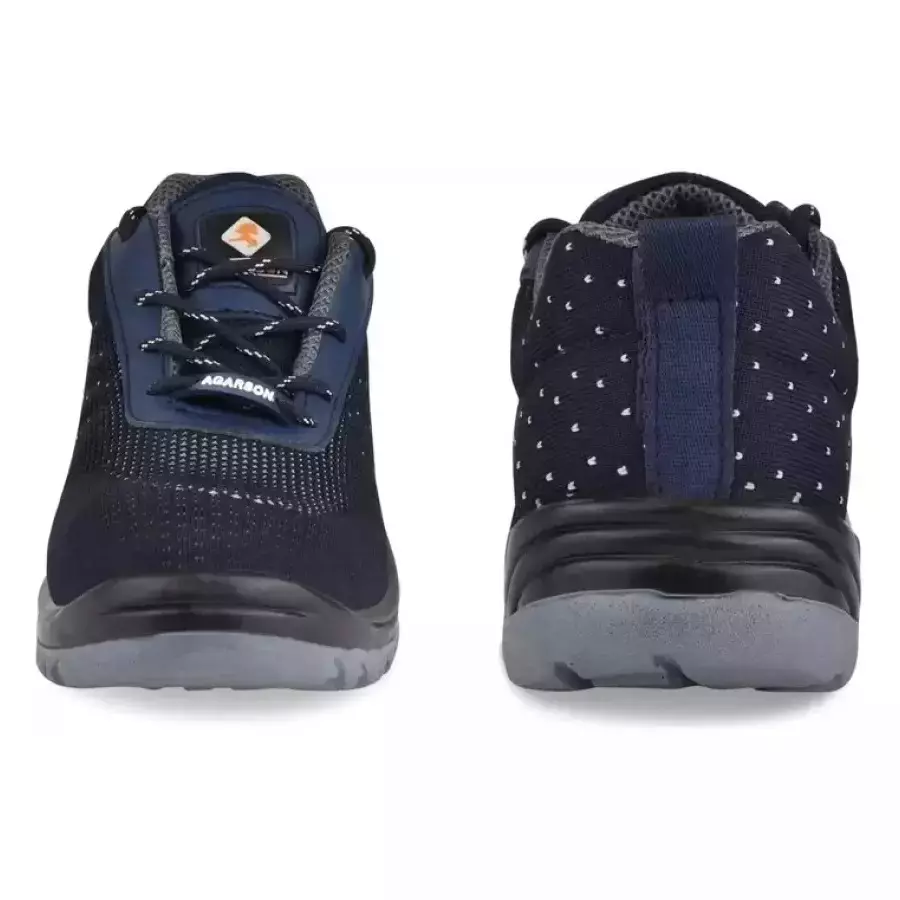 Agarson Steel Toe Safety Shoes PU Sole Low Ankle Navy Fabric Size UK 9, Blaze