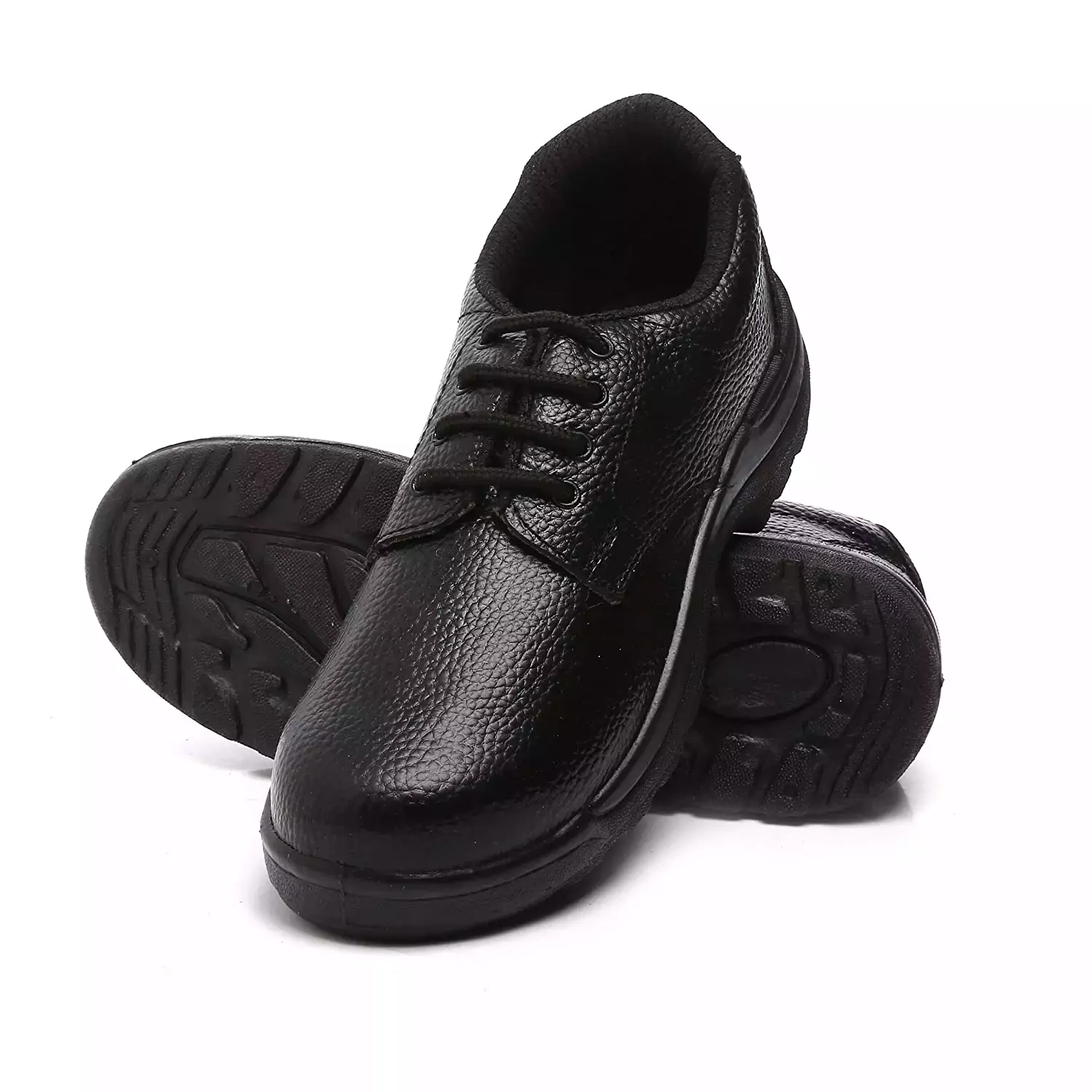 Agarson Steel Toe Safety Shoes Low Ankle PVC Sole Black Full Grain Leather Size UK 9, POWER-2 Black-9