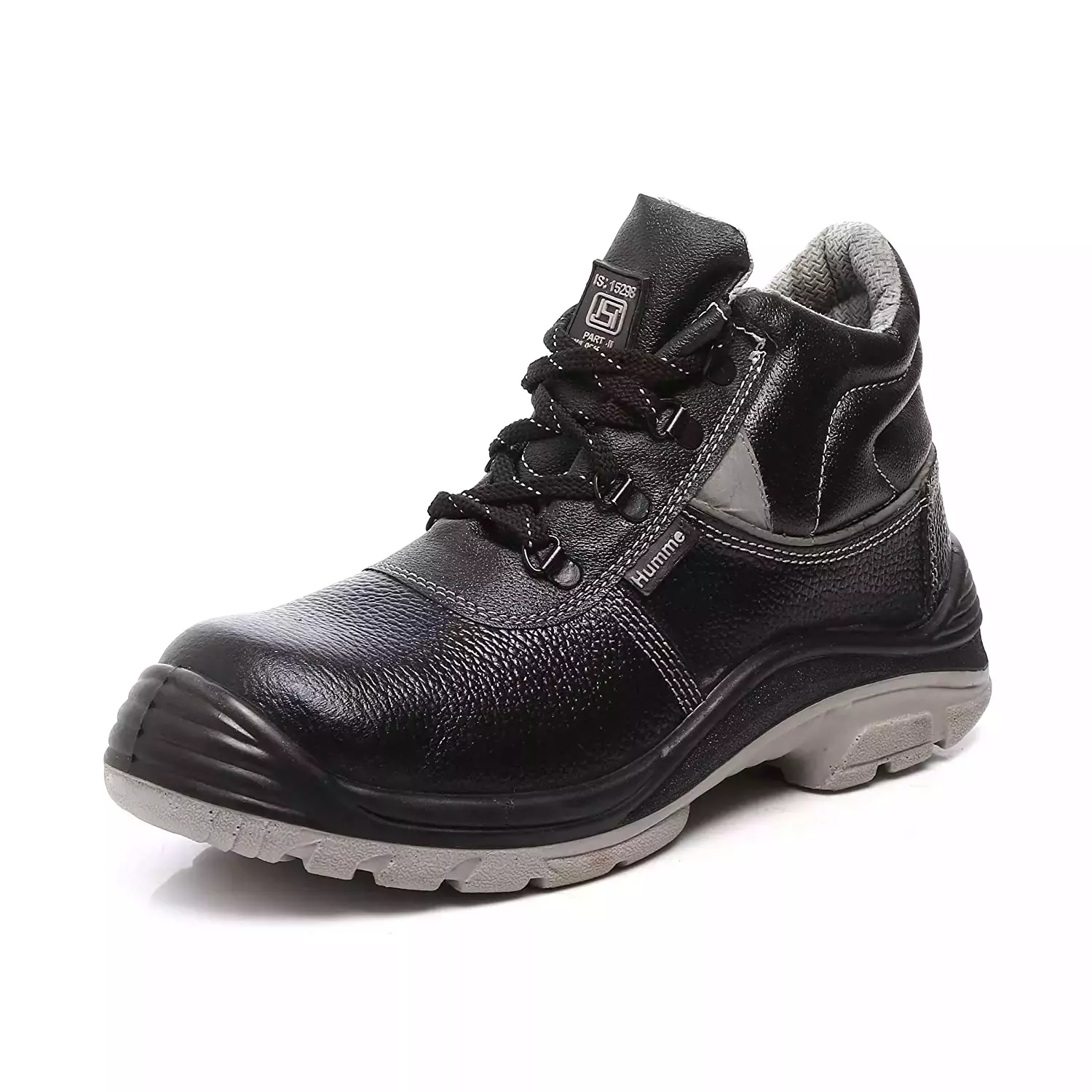 Agarson Steel Toe Safety Shoes High Ankle PU Sole Dual Density Black Full Grain Leather Size UK 10, HUMMER-ISI Black-10