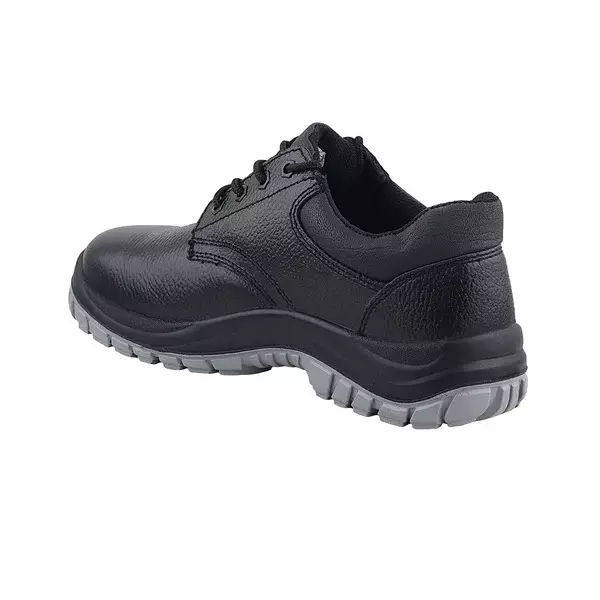Fuel Metallic Toe Safety Shoes PU Double Density Low Ankle BlackGrain Leather for Mens Size UK10, Icon DD