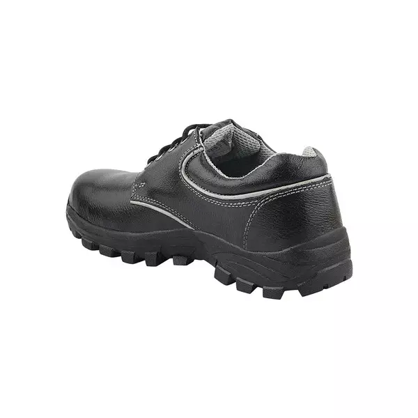 Fuel Metallic Toe Safety Shoes Rubberized Single Density Low Ankle BlackLeather Tango Print for Mens Size UK10, Leon R