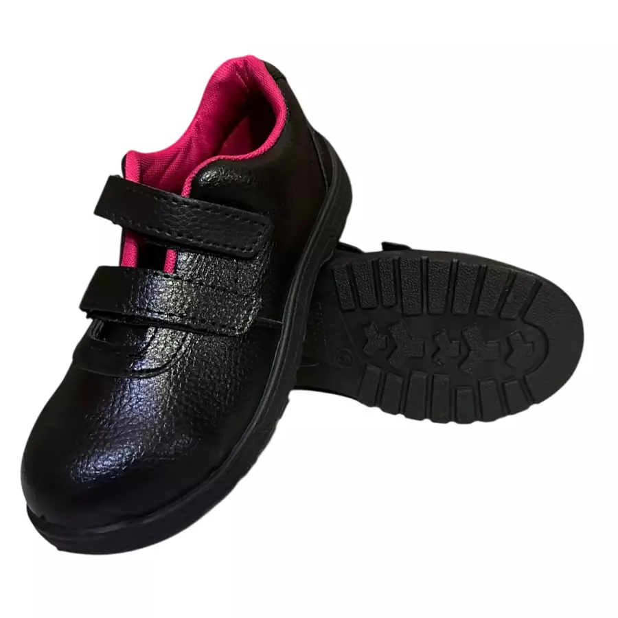 Metro Maricom Women Safety Shoes Low Ankle Injected PVC Sole Black and Pink, (Size:- UK 5 - UK-7)