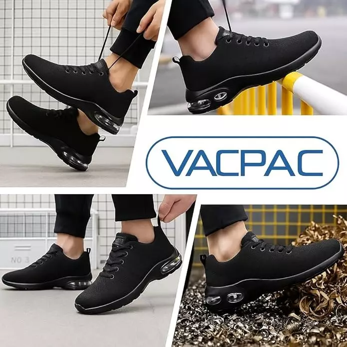 VAC PAC Safety Shoes Low Ankle Steel Toe Rubber Sole Black UK 9