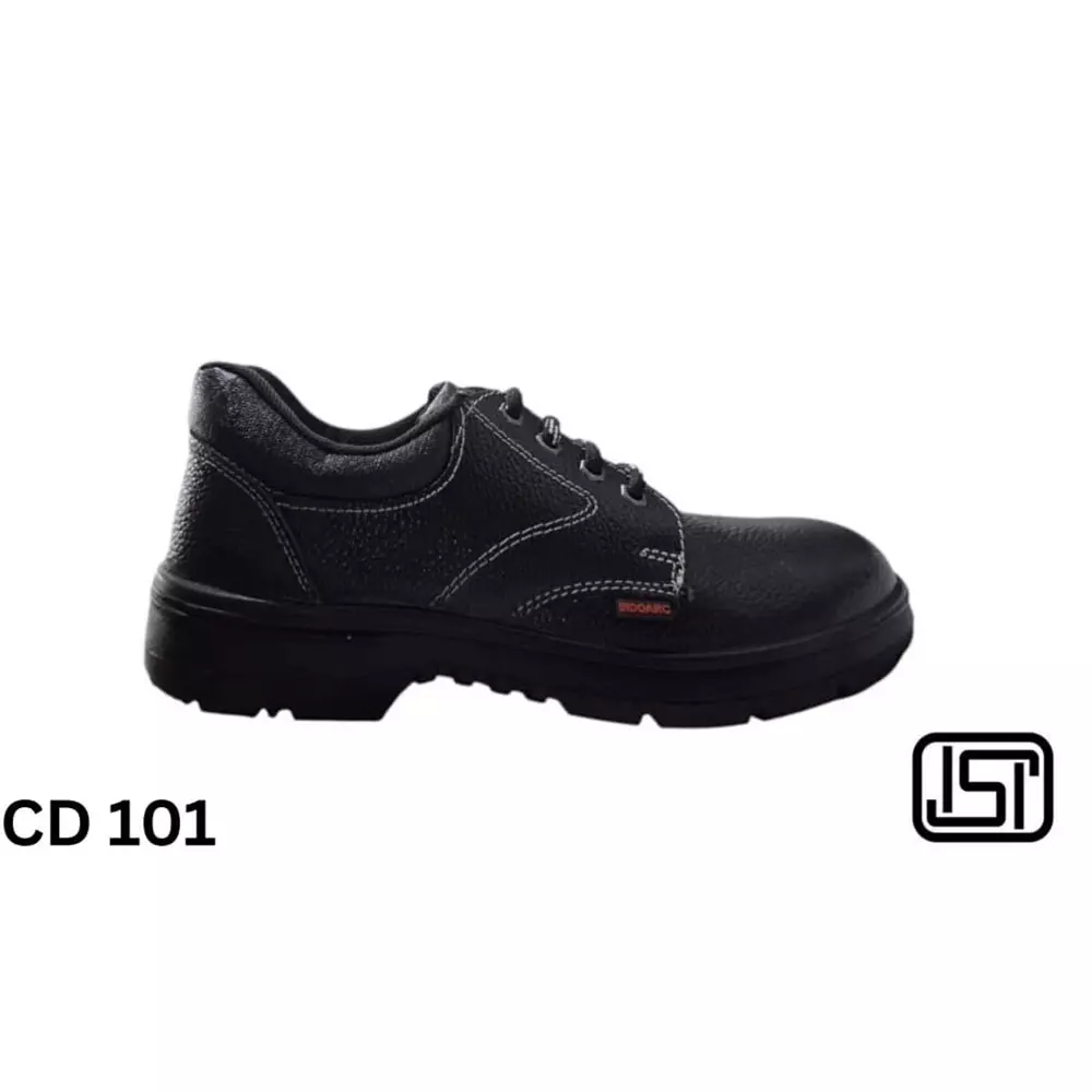 Indoarc Safety Shoes PU Low Ankle Single Density Black Steel Toe UK 11, CD 101
