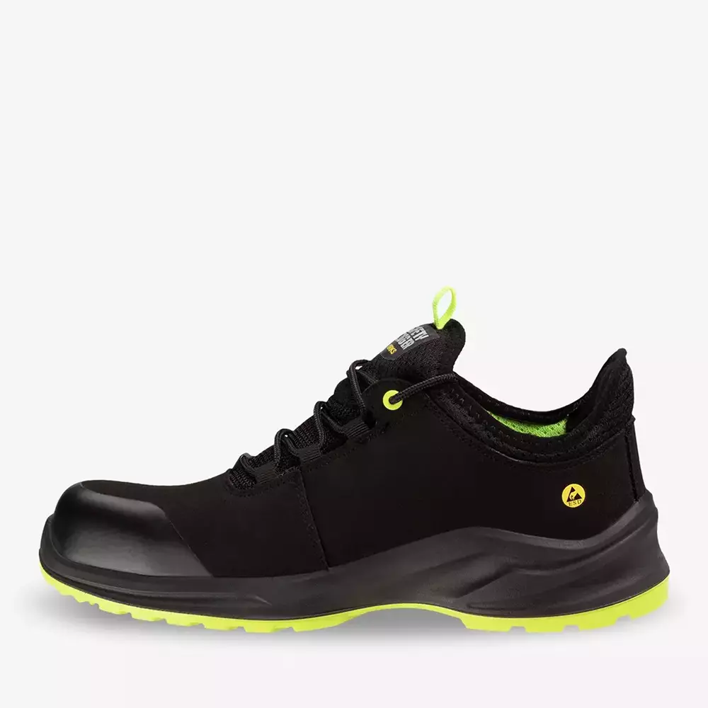 Safety Jogger Nano Carbon Toe Safety Shoes BASF PU Sole Low Ankle Black & Lemon Green Microfiber Size UK9, MODULOS3L