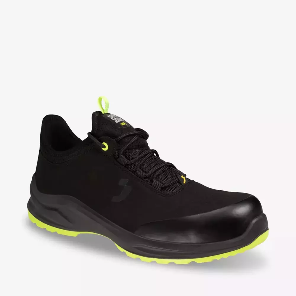 Safety Jogger Nano Carbon Toe Safety Shoes BASF PU Sole Low Ankle Black & Lemon Green Microfiber Size UK9, MODULOS3L