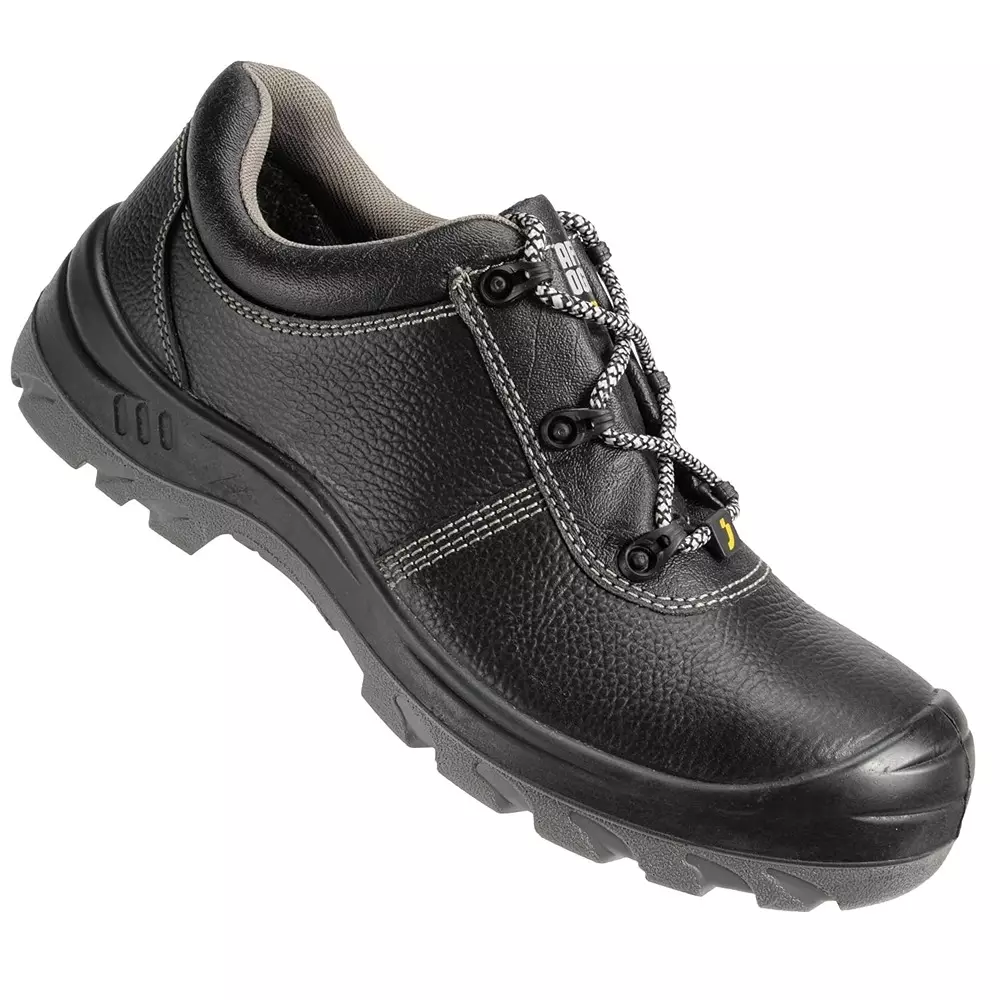 Safety Jogger 200 J Steel Toe Safety Shoe Low Ankle PU Sole UK 10 Size Black Leather for Industrial Use, BESTRUN S1
