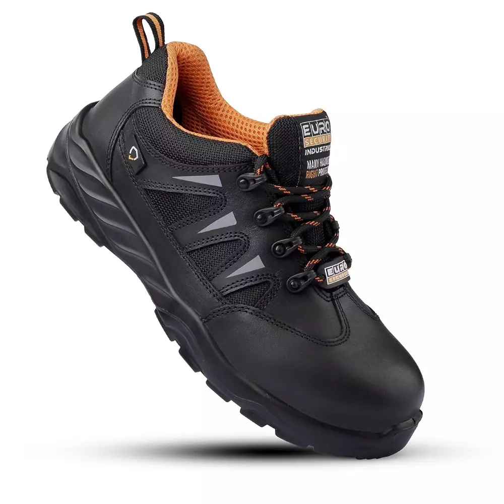 Euro Security VERVE 200 J Composite Toe Safety Shoe Low Ankle PU Sole UK 9 Size CG Nappa Leather Black for Industrial Use