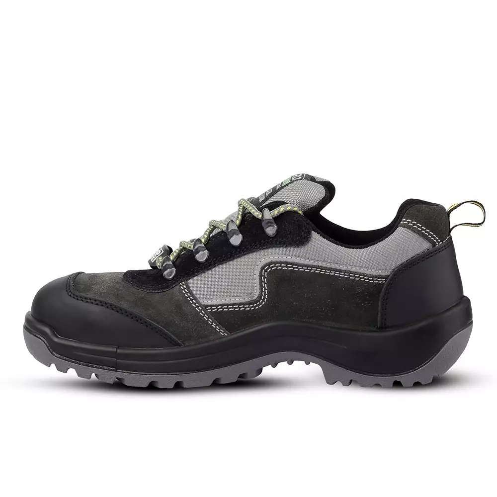 Euro Security ENERGY 200 J Steel Toe Safety Shoe Low Ankle PU Sole UK 11 Size Grain Leather Grey for Industrial Use