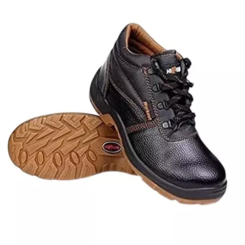 Hillson Steel Toe Safety Shoes High Ankle PVC Sole High Ankle Size UK 9 Black, WORKLAND