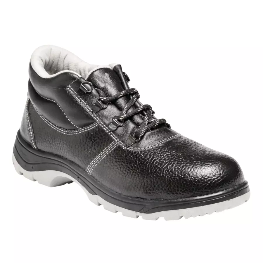 Safe N Sure Riggex Safety Shoe High Ankle PU Sole Steel Toe Genuine Buff Grain Leather Black, Grey Size UK 8