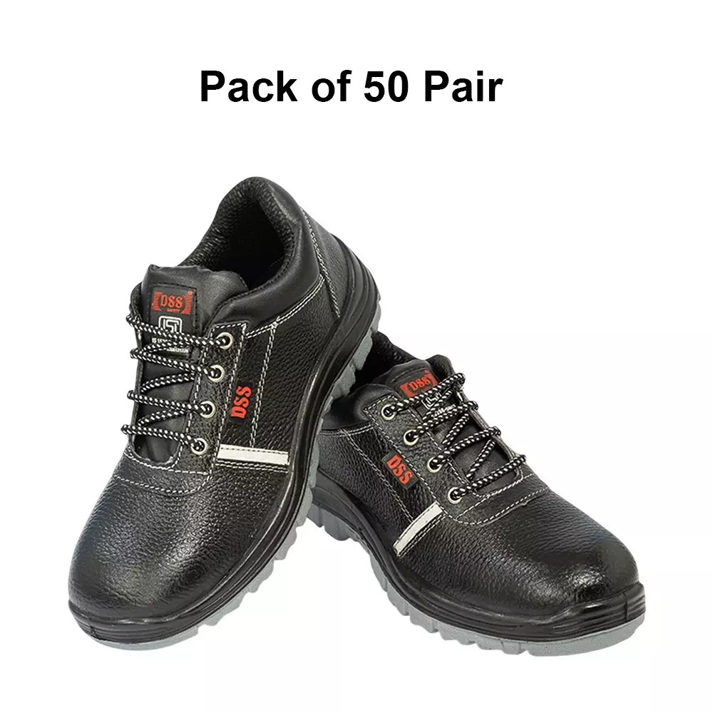 dss-steel-toe-safety-shoes-double-density-pu-sole-low-ankle-black-buff-premium-grain-leather-size-uk-12-dss-31-dd-50-pair