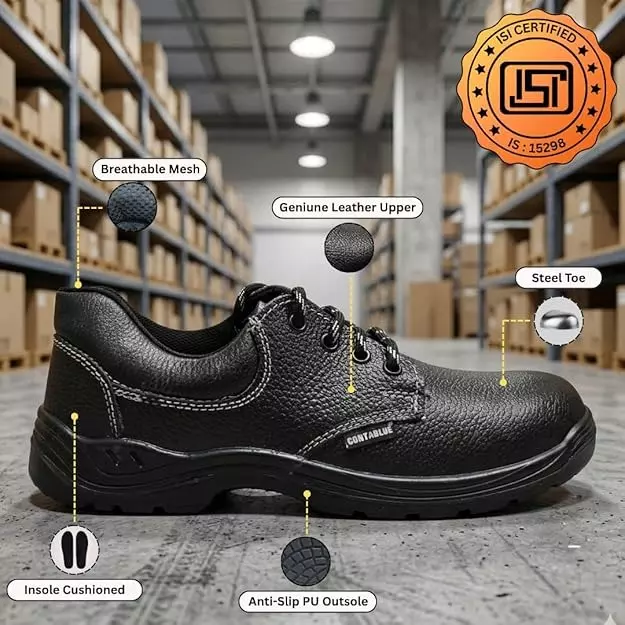 contablue-steel-toe-safety-shoes-rubber-low-ankle-black-leather-size-uk-6-g-101
