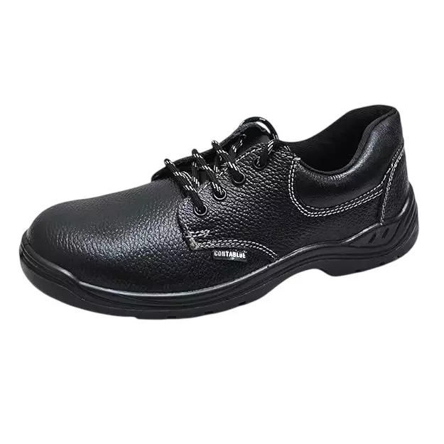 Contablue Steel Toe Safety Shoes PU Sole Low Ankle Black Leather Size UK 7, G-101