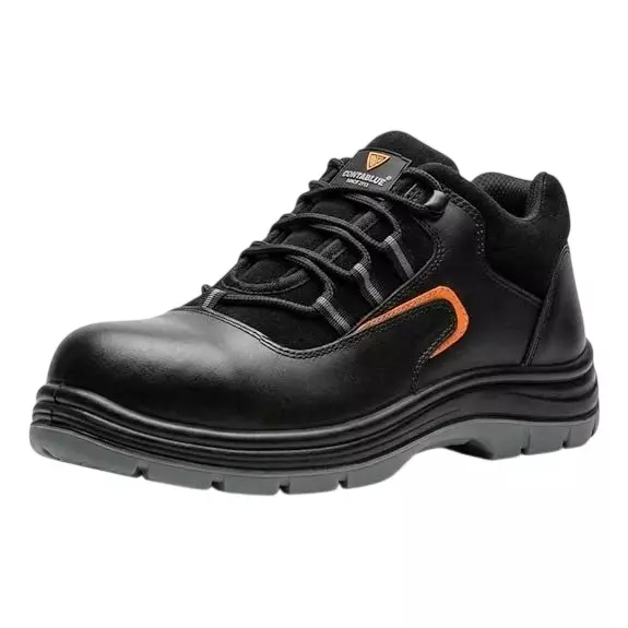 Contablue Composite Toe Safety Shoes PU Sole Low Ankle Black Leather Size UK 12, Rival-2006-Black