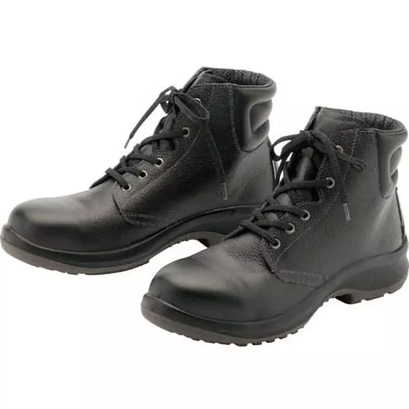 MIDORI Safety Shoes Black UK 11.5 Size Cow Chrome Leather (Soft Embossing) 3E Middle Cut, PRM220