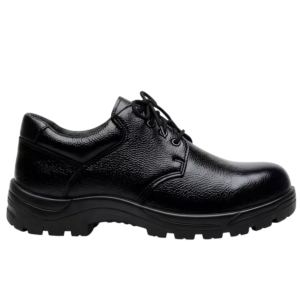 WUGO Stainless Steel Safety Shoes Low Ankle Airmix Sole Leather Black UK 8 Size for Industrial, Security, Tactical, Construction Use, M1008B