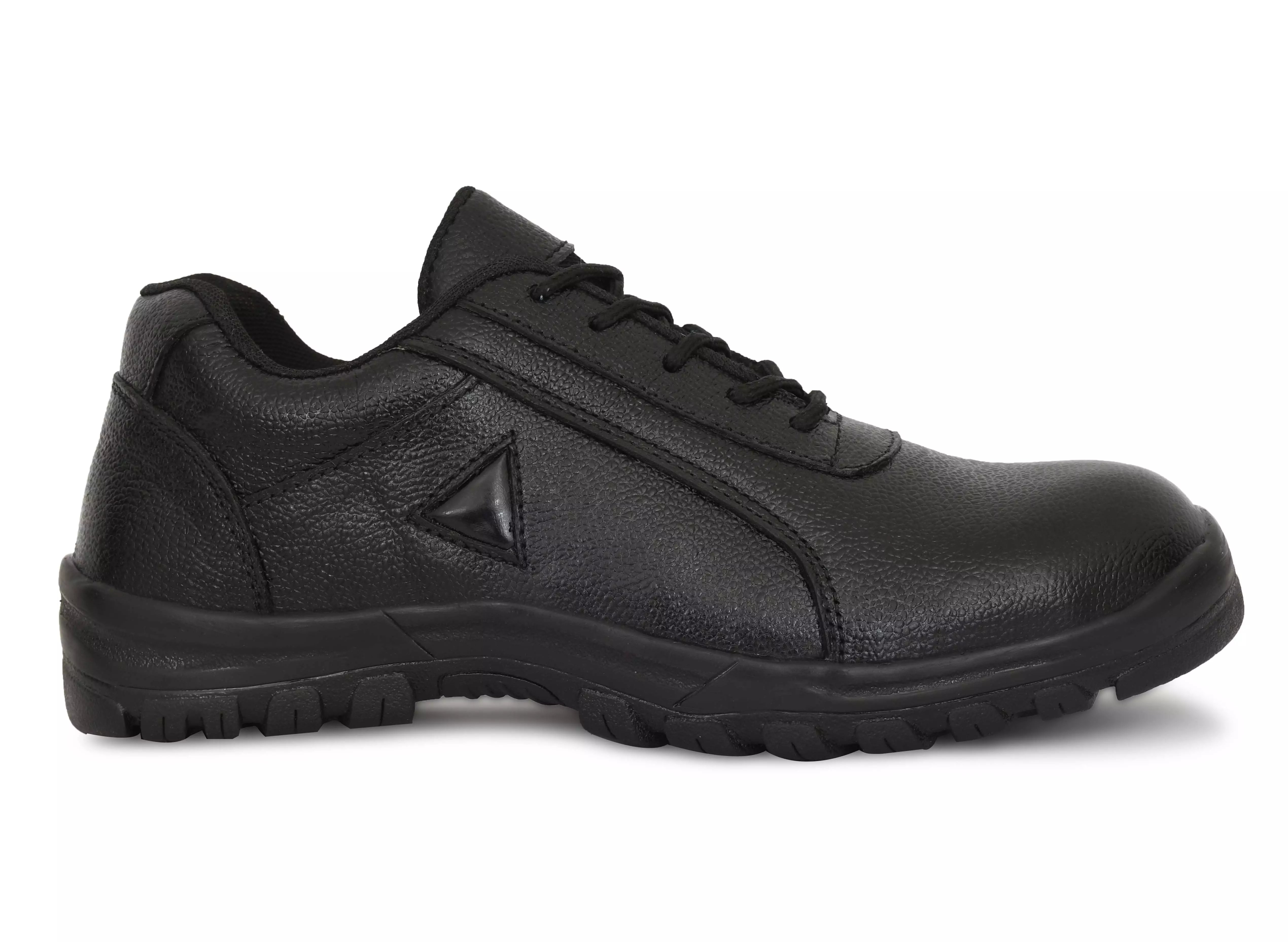 torzu-low-ankle-safety-shoes-steel-toe-leather-black-rubber-sole-uk-10-size-for-industrial-office-use-tzu-isi-che-blk-101