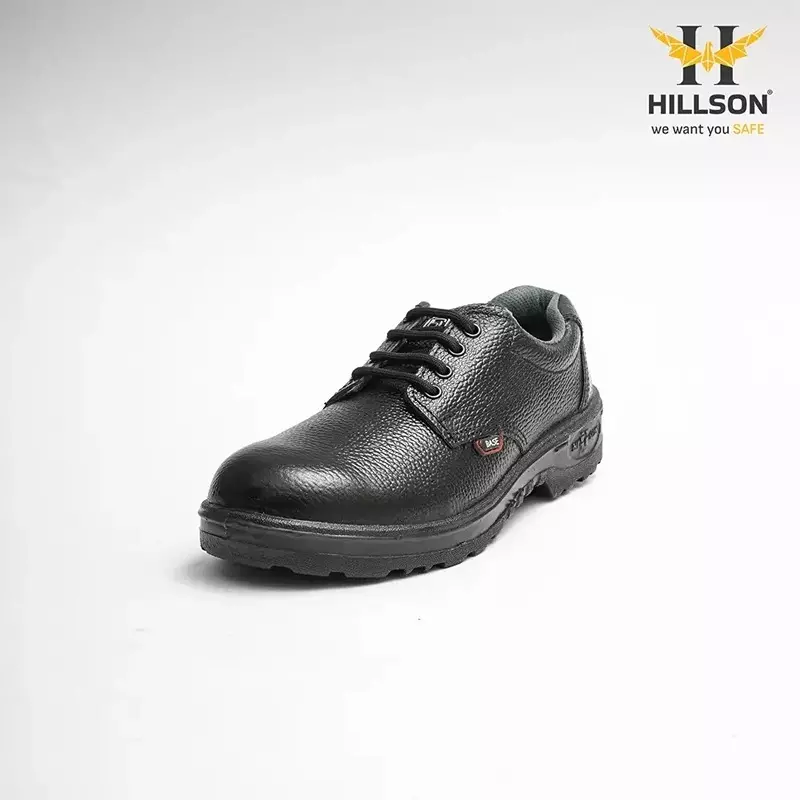 hillson-low-ankle-steel-toe-safety-shoes-leather-upper-material-black-pu-sole-uk-11-size-for-industrial-construction-area-use-base