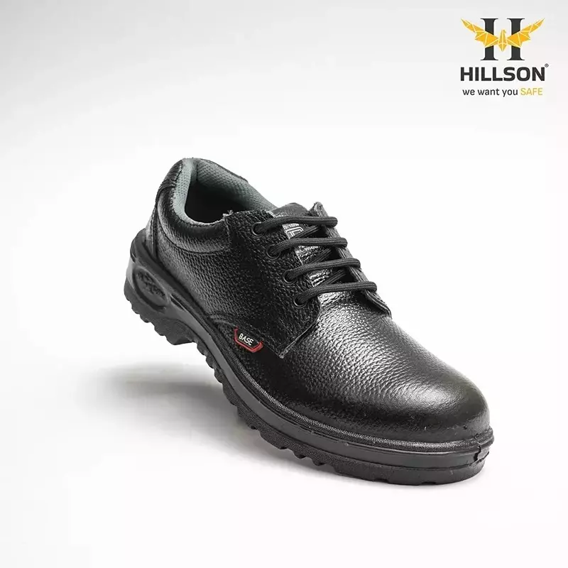 hillson-low-ankle-steel-toe-safety-shoes-leather-upper-material-black-pu-sole-uk-11-size-for-industrial-construction-area-use-base