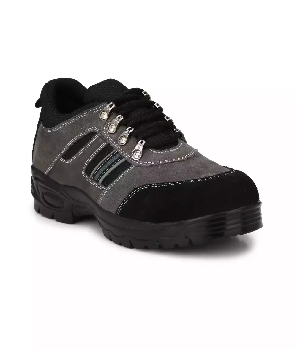 Graphene Steel Toe Safety Shoes Low Ankle PU Sole Grey Suede Leather Size UK 8, R 502