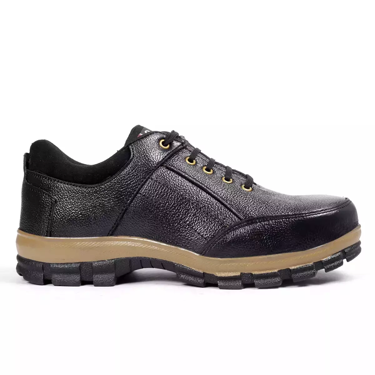Red Can Steel Toe Safety Shoe Low Ankle Genuine Leather Size UK 7 Black, SGE1169BLK