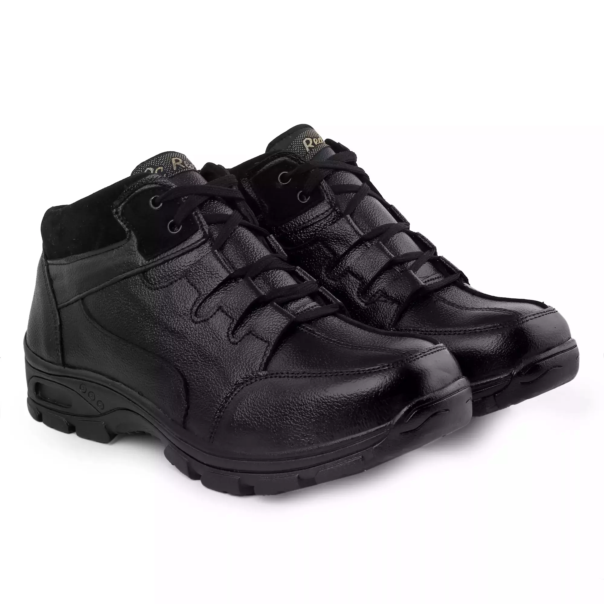 Red Can Steel Toe Safety Shoe High Ankle Genuine Leather Size UK 10 Black, SGE1173BK