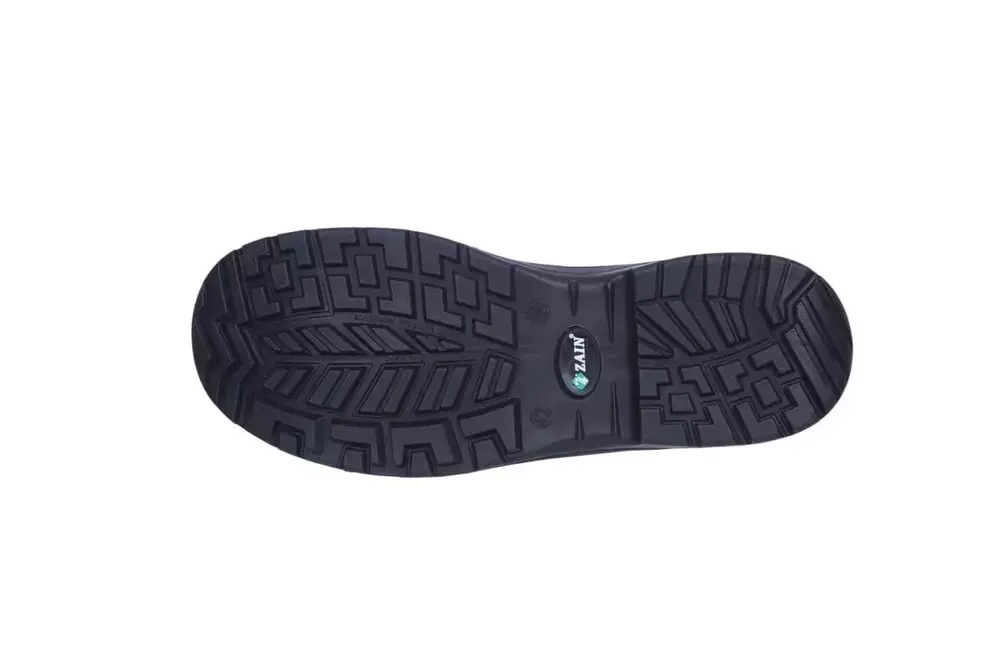 Zain Steel Toe Safety Shoes Leather Low Ankle Double Density PU Sole Size UK 9 Black, ZM-39 (Black)