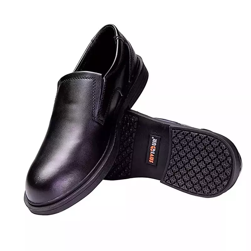 Saviour Comfort Slip On Safety Shoes Low Ankle Size UK 9 Black, FPSAV-CS