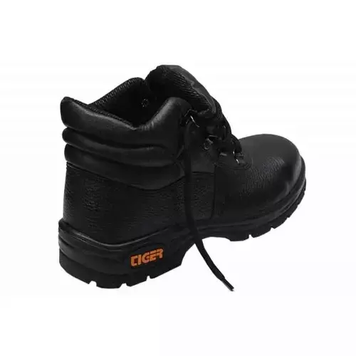 Tiger Steel Toe Safety Shoes High Ankle PU Black Size UK 9, Leopard S1 BG