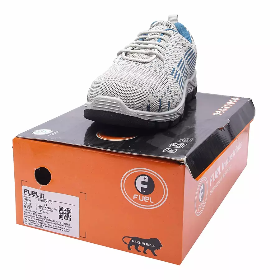 Fuel Steel Toe Safety Shoes Low Ankle Double Density PVC Sole White, JORDAN Size UK 9