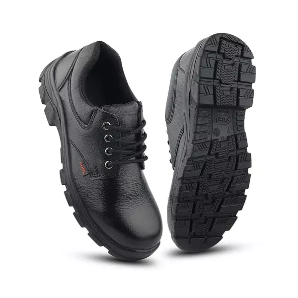 Fuel Steel Toe Safety Shoes High Ankle Single Density PU Sole Black, Spear DD Size UK 8