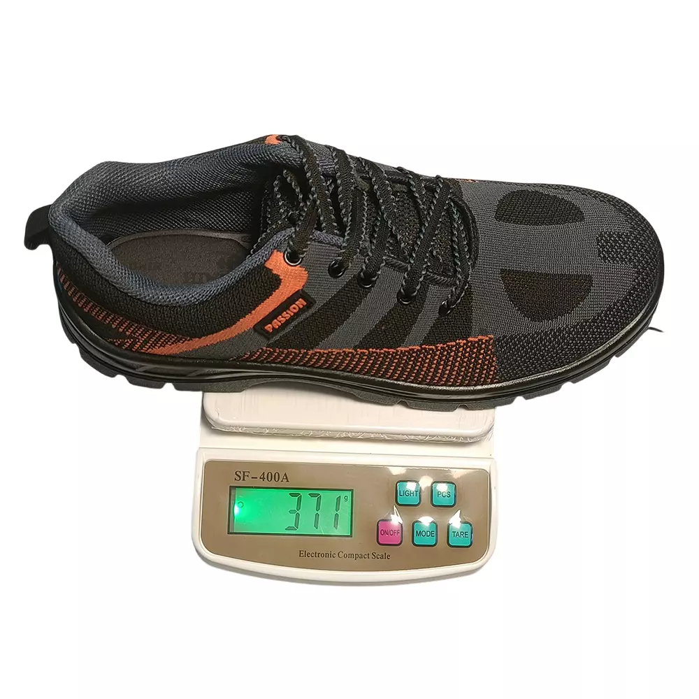 HindPro Passion Fiber Toe Safety Shoes Knitted Low Ankle PU Sole Size UK 7 Grey and Black
