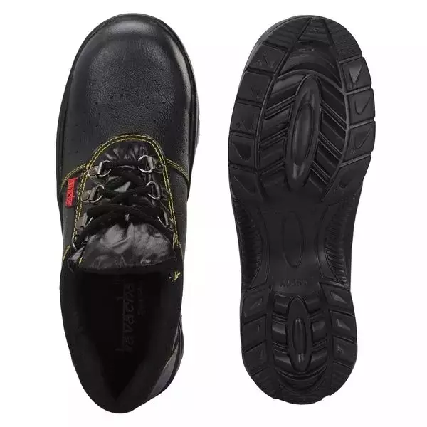 Kavacha Steel Toe Safety Shoes Leather Low Ankle Airmix PVC Sole Size UK 8 Black, Kv-s137-08