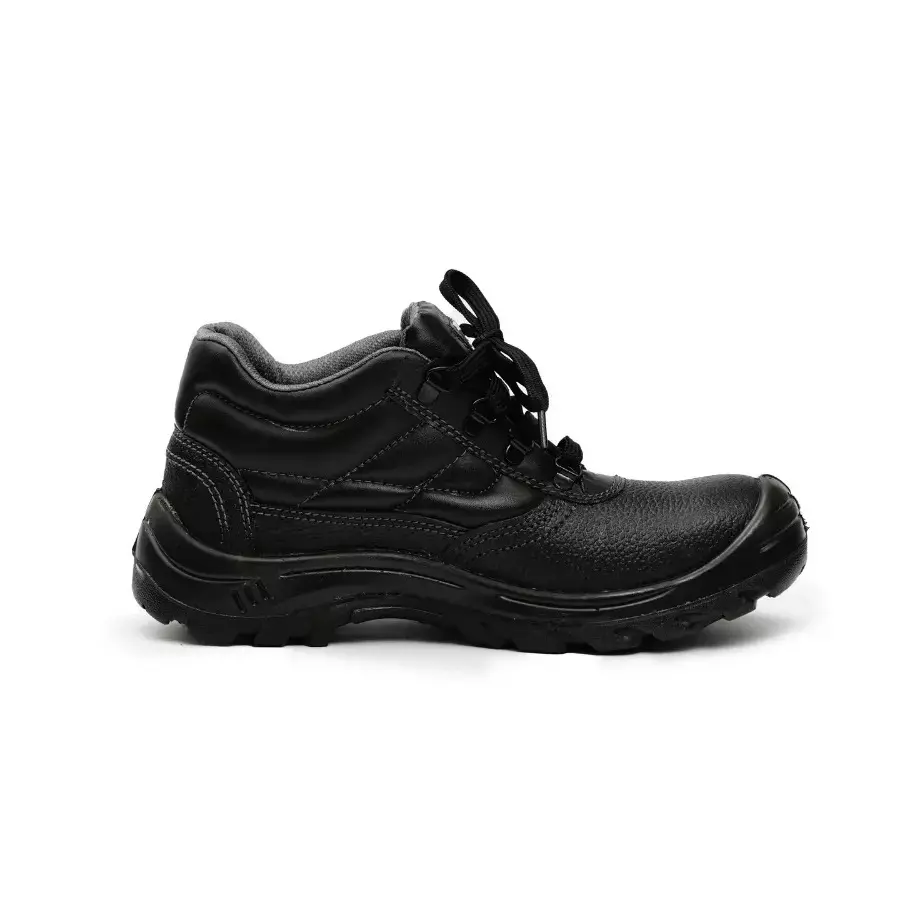 Hillson Rambo Steel Toe Safety Shoes Leather PU Sole High Ankle Black, Size UK 8
