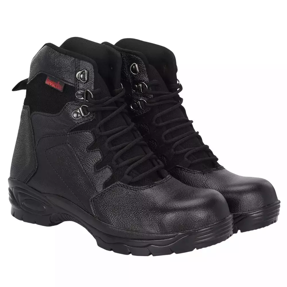 Kavacha Steel Toe Safety Shoes Airmix Sole High Ankle Black Pure Leather Size UK 8, KV-S140-08