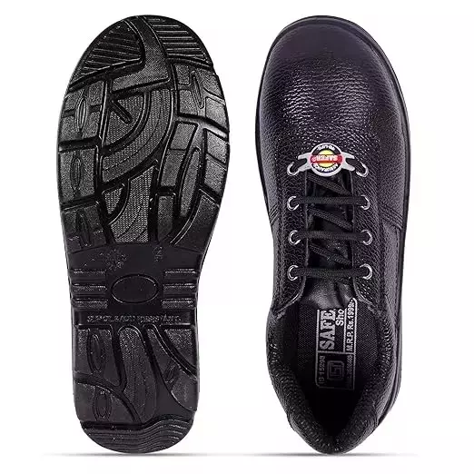 Aktion Safety Steel Toe Safety Shoes PU Sole Low Ankle Black Leather Size UK 9, AK-1505-ST-9-PO1
