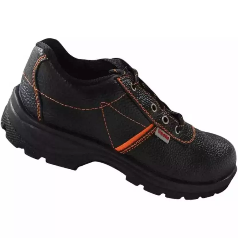 VSafe Steel Toe Safety Shoes PVC Sole Low Ankle Synthetic Leather Black Size UK 10, V-5