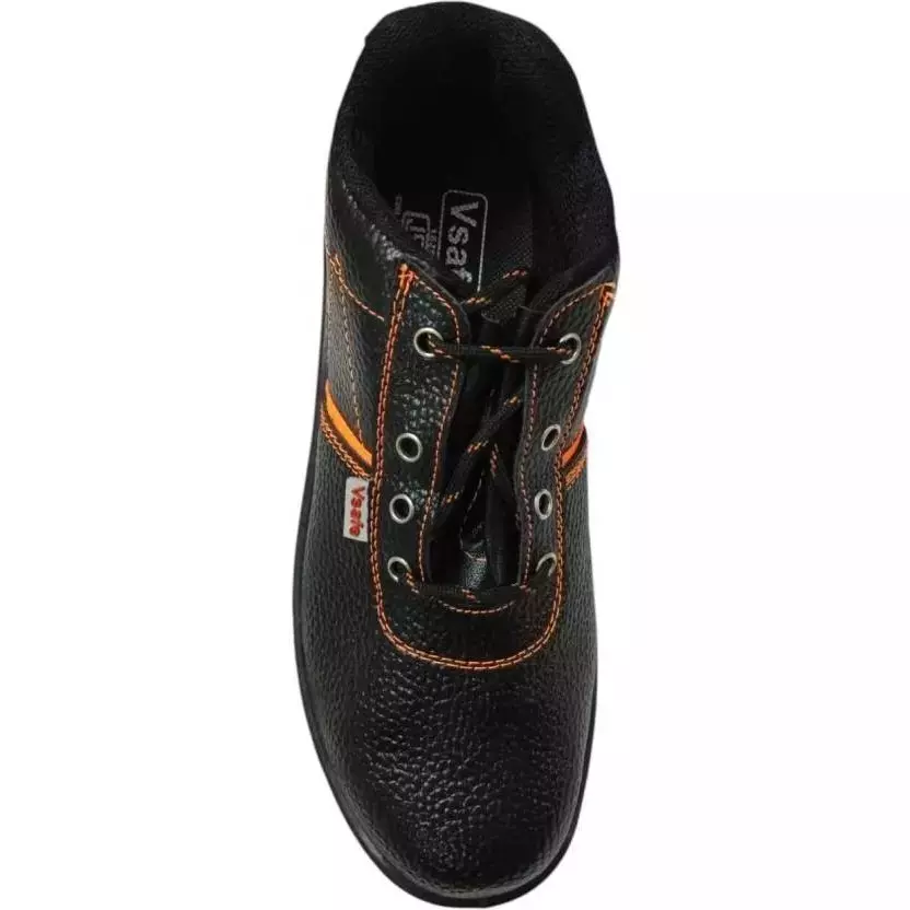 VSafe Steel Toe Safety Shoes PVC Sole Low Ankle Synthetic Leather Black Size UK 10, V-5