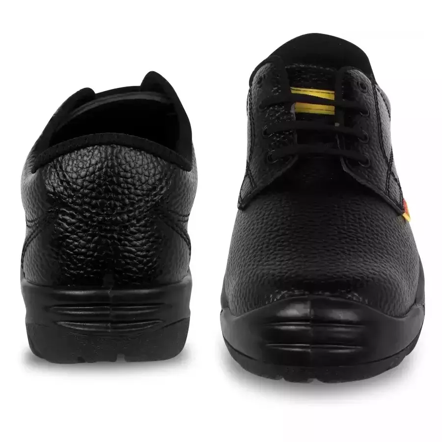 Safehawk Steel Toe Safety Shoes PVC Sole Low Ankle Black Synthetic Leather Size UK 8, Mpower