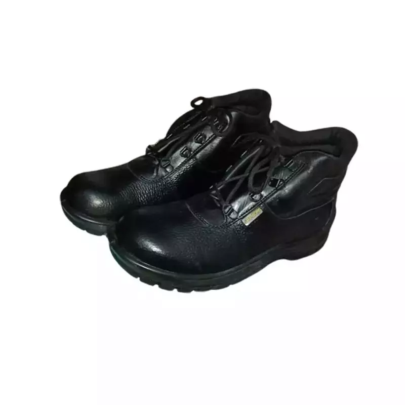 SAFE WORK Steel Toe Safety Shoes PU Sole High Ankle Black Genuine Leather Size UK 8, Lion