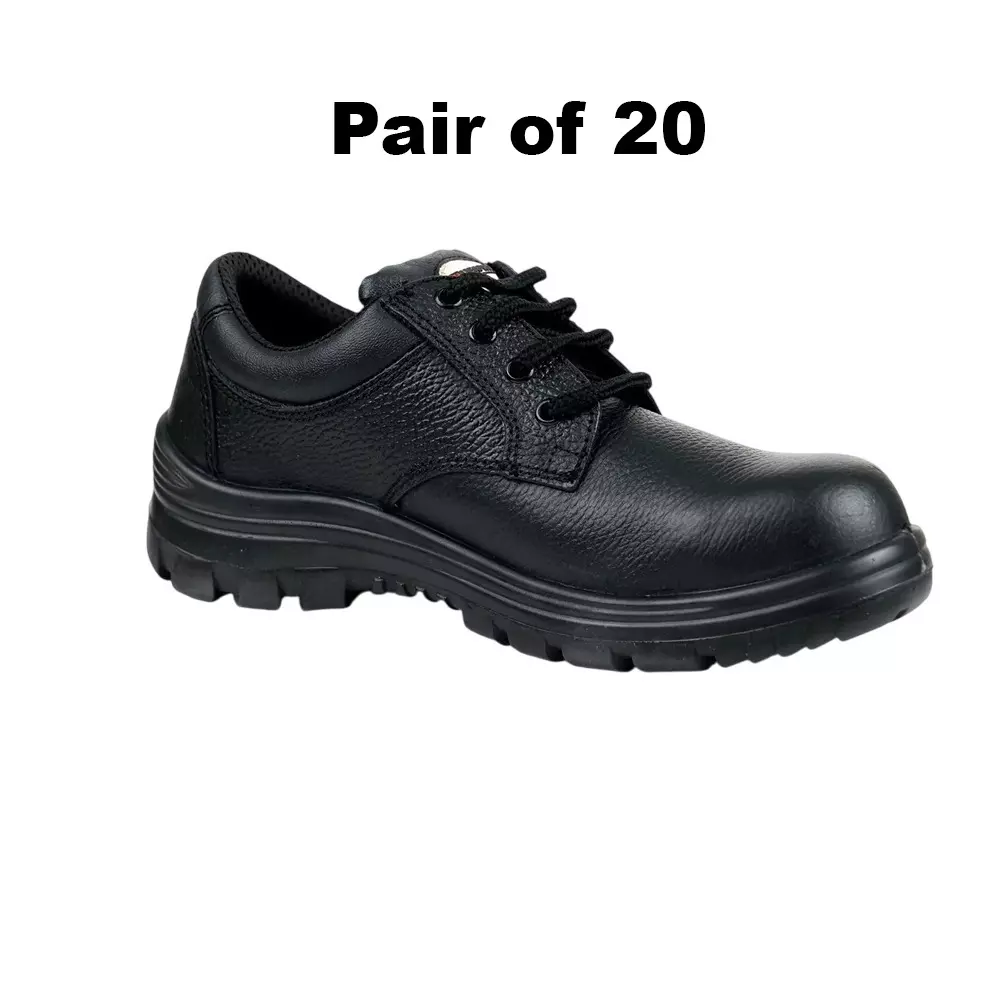 HEAPRO Composite Toe Safety Shoes PU Low Ankle Black Full Grain Leather Size UK5, HI-901C (Pack of 20 Pair)