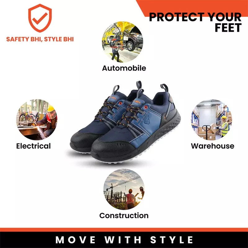 Fuel Steel Toe Safety Shoes PVC Double Density Low Ankle Navy BlueSynthetic with Foam for Mens Size UK7, Flute