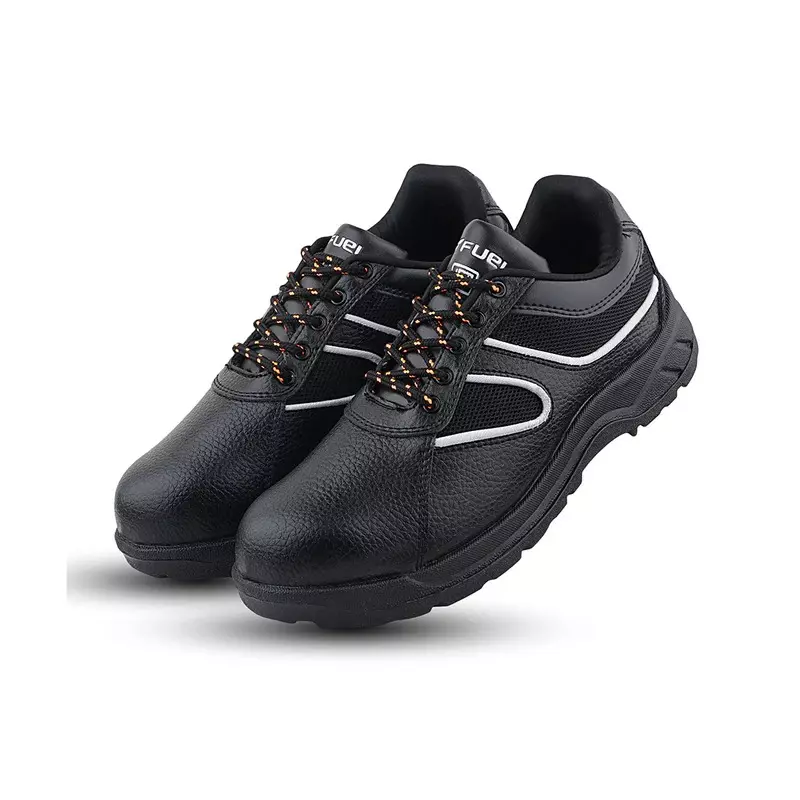 Fuel Metallic Toe Safety Shoes PVC Single Density Low Ankle BlackSynthetic Leather for Mens Size UK7, Shank