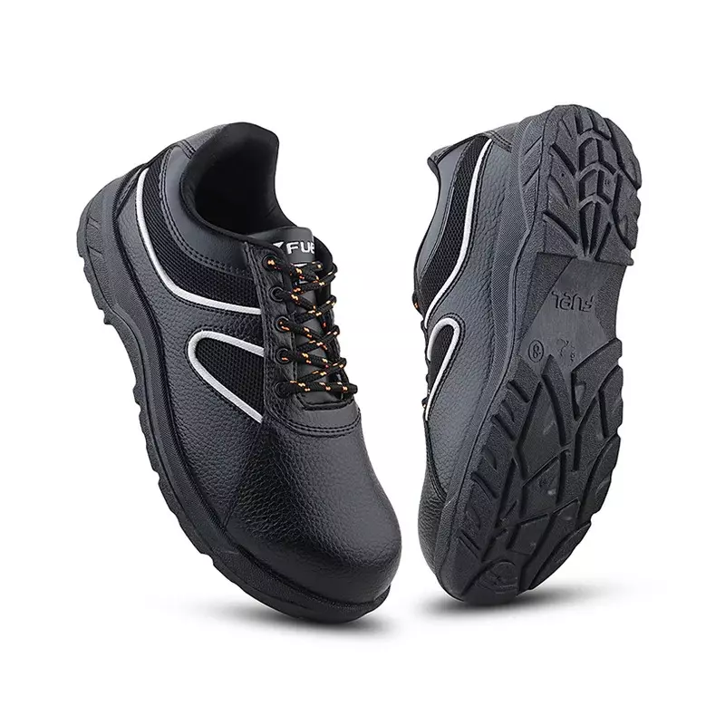 Fuel Metallic Toe Safety Shoes PVC Single Density Low Ankle BlackSynthetic Leather for Mens Size UK7, Shank