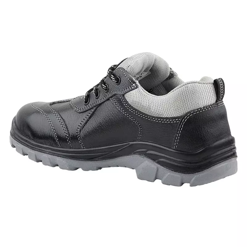 FUEL Steel Toe Safety Shoes PU Double Density Low Ankle Black Leather for Mens Size UK9, STROID-DD BLACK