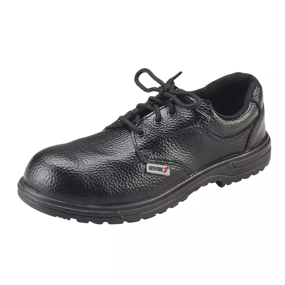 Udyogi Steel Toe Safety Shoes PVC Sole Single Density Low Ankle Black Synthetic Barton Print Size UK5, UFORCE 1010