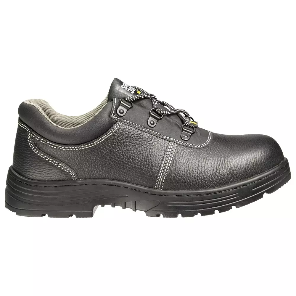 Safety Jogger 200 J Steel Toe Safety Shoe Low Ankle Nitrile Rubber Sole UK 12 Size Black Leather for Industrial Use, RENA S1